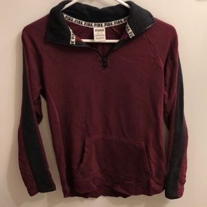 PINK Maroon Long Sleeved Zip-up